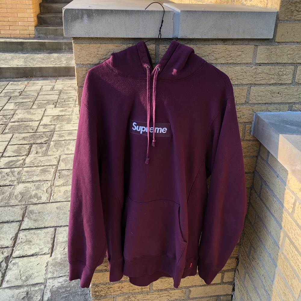 Burgundy Supreme Box Logo Hoodie 2011